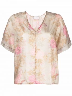 Копринена блуза на цветя с принт Pierre-louis Mascia розово