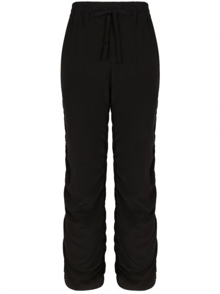 Hedvábné rovné kalhoty Dolce & Gabbana černé