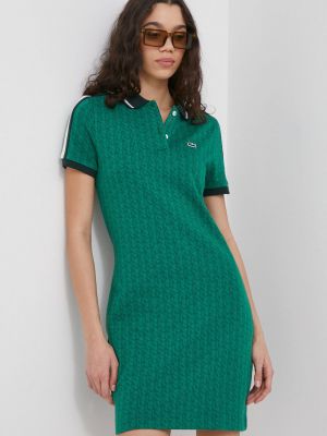 Хлопковое платье мини Lacoste зеленое
