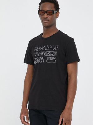 Със звездички тениска с дълъг ръкав с принт G-star Raw черно