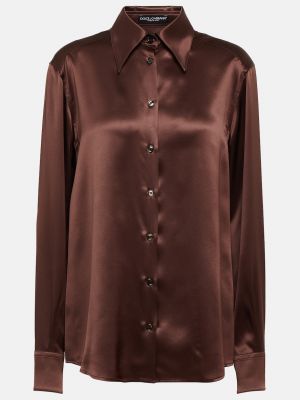 Шелковая рубашка Dolce&gabbana коричневая