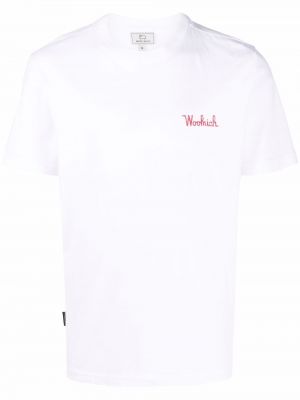 Памучна тениска с принт Woolrich бяло