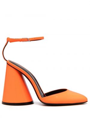 Кожени полуотворени обувки от лакирана кожа The Attico оранжево