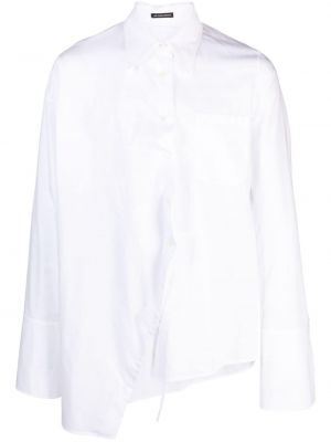 Asimetriška medvilninė marškiniai Ann Demeulemeester balta