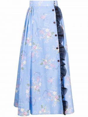 Kvetinová sukňa s potlačou Ulyana Sergeenko modrá