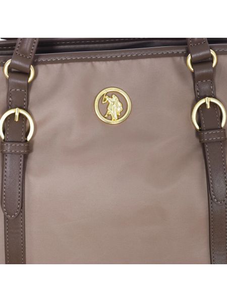 Nylon shopper handtasche mit reißverschluss U.s. Polo Assn. braun