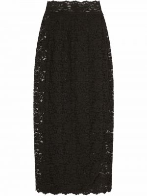 Csipkés átlátszó midi szoknya Dolce & Gabbana fekete