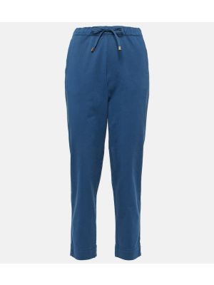 Bavlněné rovné kalhoty Max Mara modré