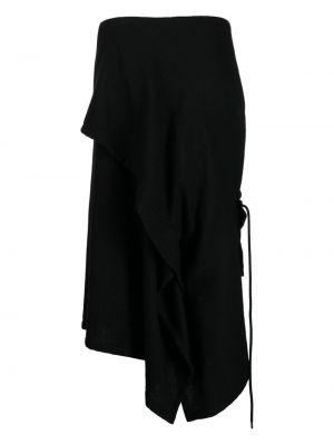 Spódnica wełniana asymetryczna Yohji Yamamoto czarna