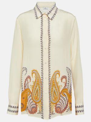 Шелковая блузка с узором пейсли Etro белая