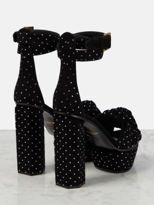 Semišové sandále na platforme Balmain čierna
