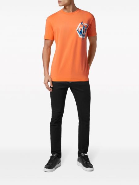 T-shirt en coton à imprimé Philipp Plein orange