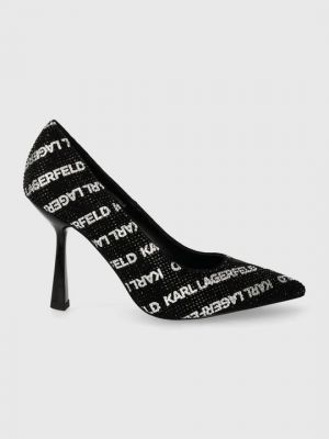 Замшевые туфли на каблуке на высоком каблуке Karl Lagerfeld черные