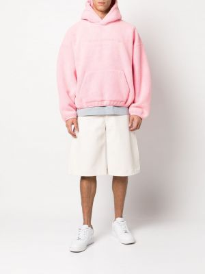 Flisas siuvinėtas džemperis su gobtuvu Alexander Wang rožinė