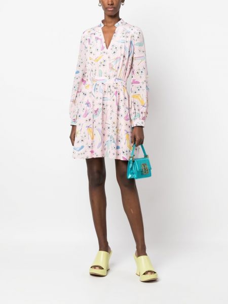 Květinové mini šaty s potiskem Boutique Moschino růžové