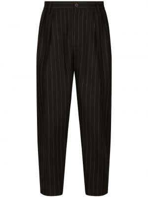 Pruhované vlněné kalhoty Dolce & Gabbana černé