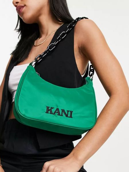 Атласная сумка ретро Karl Kani зеленая