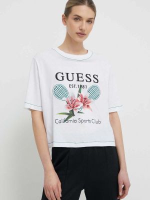 Koszulka bawełniana Guess biała