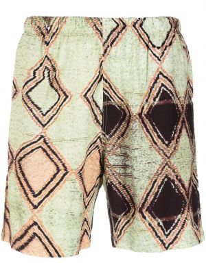 Pantaloni scurți cu imagine cu imprimeu geometric Paura verde