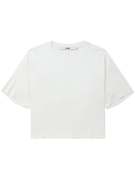 Βαμβακερή μπλούζα ντραπέ Lvir λευκό