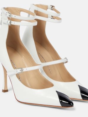 Кожени полуотворени обувки Alessandra Rich бяло