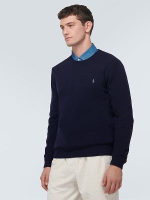 Sweter wełniany z kaszmiru Polo Ralph Lauren niebieski
