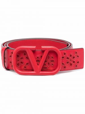 Cinturón con bordado Valentino Garavani rojo