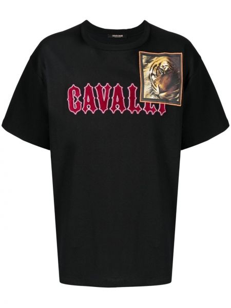 Koszulka w tygrysie prążki Roberto Cavalli czarna