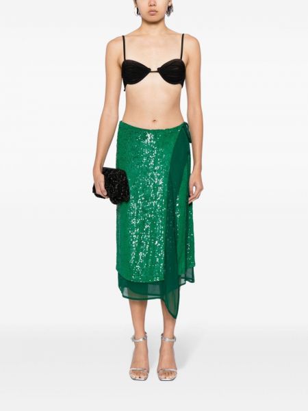 Midi sukně s flitry P.a.r.o.s.h. zelené