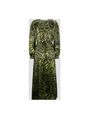 Jedwabna sukienka z nadrukiem Ganni zielona