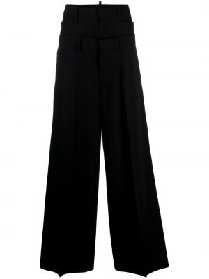 Vlněné kalhoty relaxed fit Dsquared2 černé