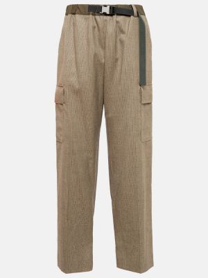 Kockované vlnené rovné nohavice Sacai