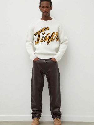 Jednobarevné kožené kalhoty s tygřím vzorem Tiger Of Sweden hnědé