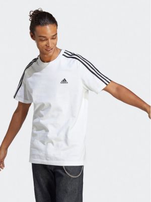 Тениска на райета от джърси Adidas бяло