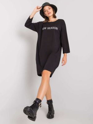 Bombažna obleka z napisom Fashionhunters črna