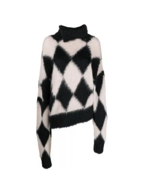 Sweter z wzorem argyle Quira biały