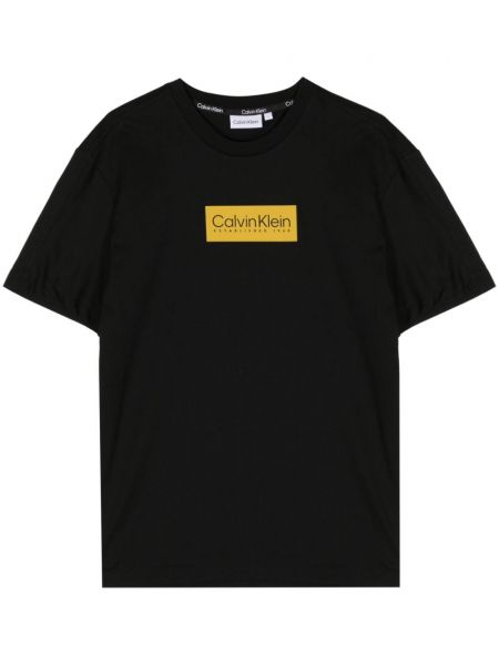 Kokvilnas t-krekls Calvin Klein melns