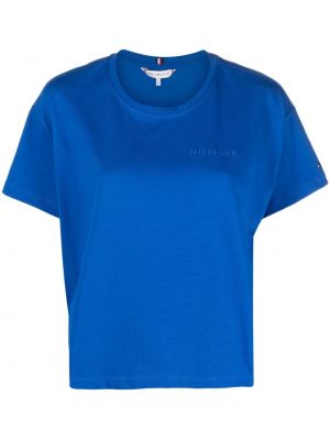 Pamut hímzett póló Tommy Hilfiger kék