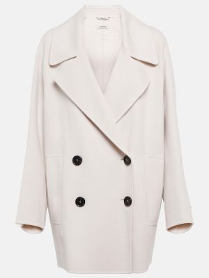 Krótki płaszcz wełniany S Max Mara biały