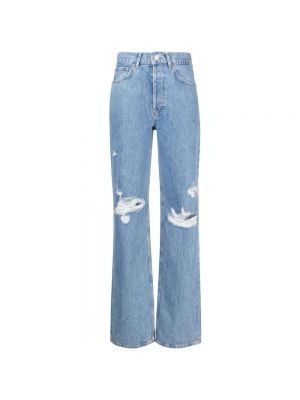 Niebieskie proste jeansy z wysoką talią Anine Bing