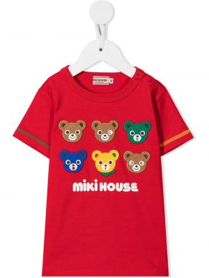 T-shirt ricamato Miki House rosso