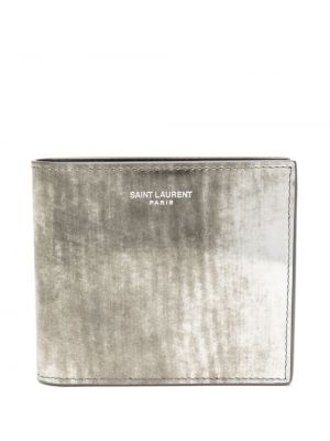 Reflexná kožená peňaženka Saint Laurent sivá