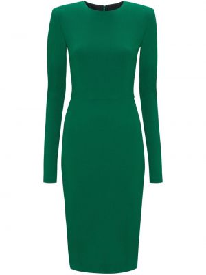 Krepové vlněné midi šaty Victoria Beckham zelené