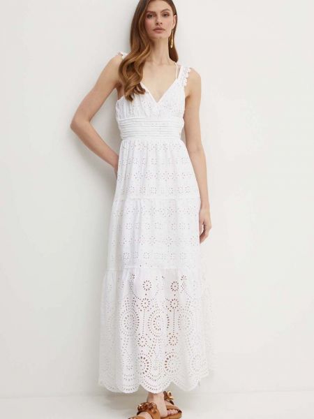 Sukienka długa bawełniana Guess biała