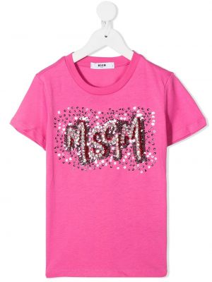 Paljett t-skjorte for jenter Msgm Kids rosa