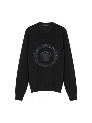 Dzianinowy sweter Versace czarny