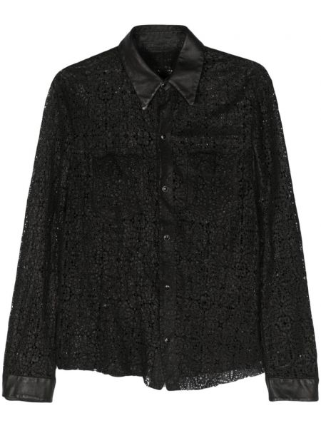 Kožená košeľa Salvatore Santoro čierna