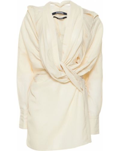 Sukienka mini na zamek bawełniane Jacquemus - biały