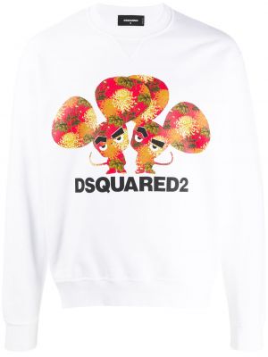 Памучен пуловер с принт Dsquared2 бяло