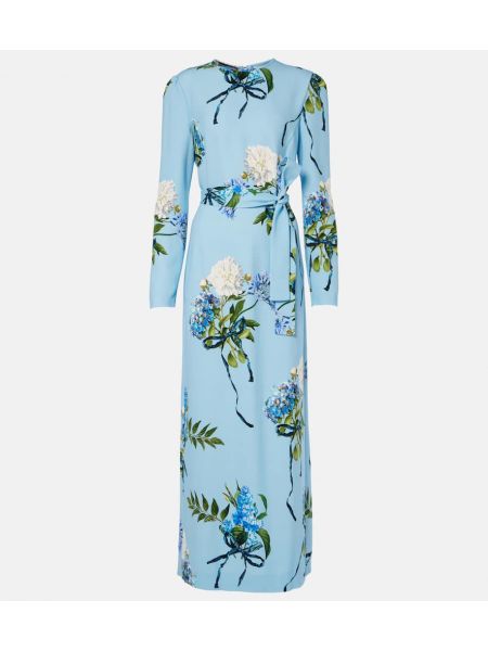 Floral beltekjole Monique Lhuillier blå